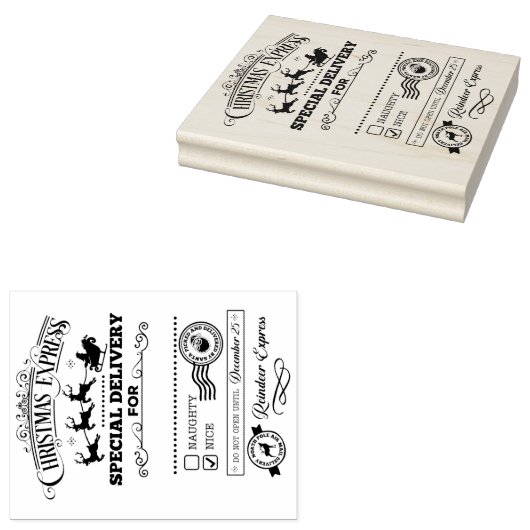 Weihnachts-Rentier-Express Weihnachten Groß Gummistempel (Stempel)