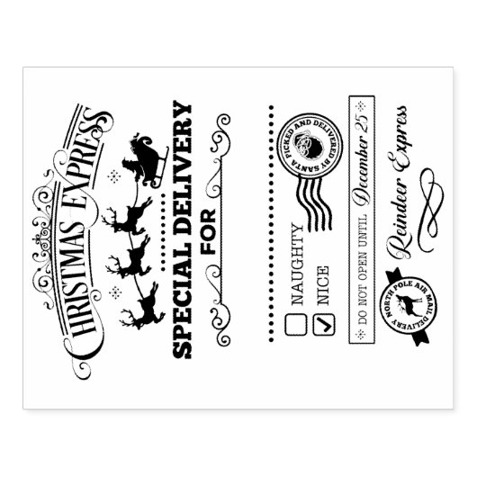 Weihnachts-Rentier-Express Weihnachten Groß Gummistempel (Prägung)