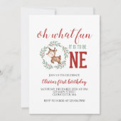 Weihnachts Rentier First Geburtstag Einladung (Vorderseite)