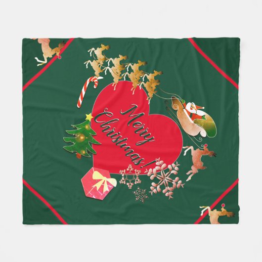 Weihnachts-Rentier-Fleece-Blanket Fleecedecke (Vorderseite (Horizontal))