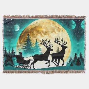 Weihnachts-Rentier Flight Vollmond Decke