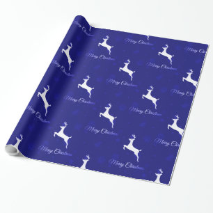 Weihnachts-Rentier Frohe Weihnachtsmuster Blau Geschenkpapier