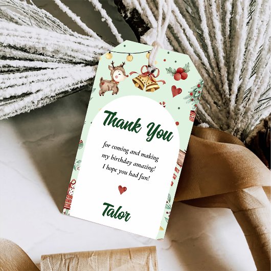 Weihnachts-Rentier-Geburtstagsparty Geschenkanhänger