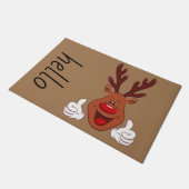 Weihnachts-Rentier-Gesicht Doormat Fußmatte (Schrägansicht)