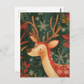 Weihnachts-Rentier-Grußkarte Postkarte (Vorne/Hinten)