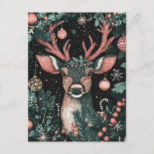 Weihnachts-Rentier-Grußkarte Postkarte