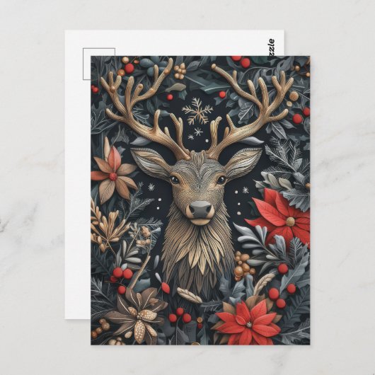 Weihnachts-Rentier-Grußkarte Postkarte (Vorne/Hinten)