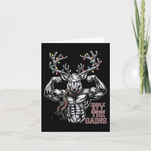 Weihnachts-Rentier-Gym-Workout-Jingle Karte (Vorderseite)
