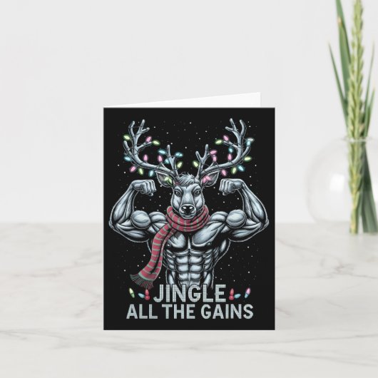 Weihnachts-Rentier-Gym-Workout-Jingle Karte (Vorderseite)