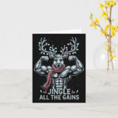 Weihnachts-Rentier-Gym-Workout-Jingle Karte (Gelbe Blume)