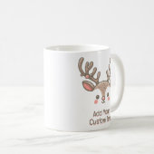Weihnachts-Rentier-Horn-Gesicht - Benutzerdefinier Kaffeetasse (VorderseiteRechts)