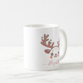 Weihnachts-Rentier-Horn-Individuelle Name Kaffeetasse (VorderseiteRechts)