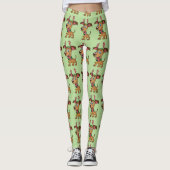 Weihnachts-Rentier-Hund Cartoon Leggings (Vorderseite)