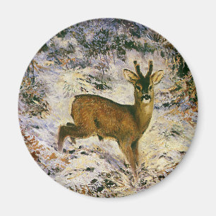 Weihnachts-Rentier im Winter-Forst Schnee Magnet