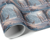 Weihnachts-Rentier in Schneeflocken Geschenkpapier (Rolleneckpunkt)