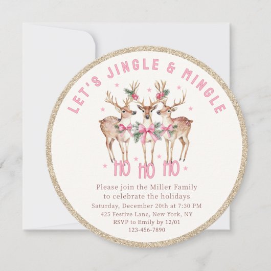 Weihnachts-Rentier Jingle & Mingle Festive Party Einladung (Vorderseite)