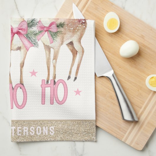 Weihnachts-Rentier Jingle & Mingle Personalisiert Geschirrtuch (Viertel Falte)