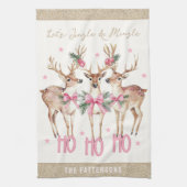 Weihnachts-Rentier Jingle & Mingle Personalisiert Geschirrtuch (Vertikal)