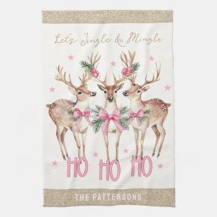 Weihnachts-Rentier Jingle & Mingle Personalisiert Geschirrtuch