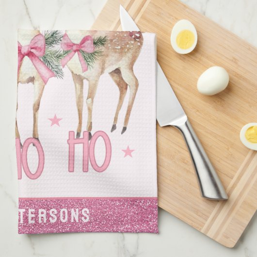 Weihnachts-Rentier Jingle & Mingle Personalisiert Geschirrtuch (Viertel Falte)