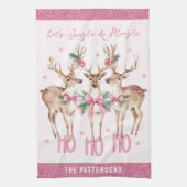 Weihnachts-Rentier Jingle & Mingle Personalisiert Geschirrtuch (Vertikal)