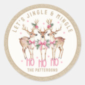 Weihnachts-Rentier Jingle & Mingle Personalisiert Runder Aufkleber (Vorderseite)