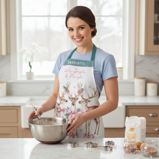 Weihnachts-Rentier Jingle & Mingle Personalisiert Schürze