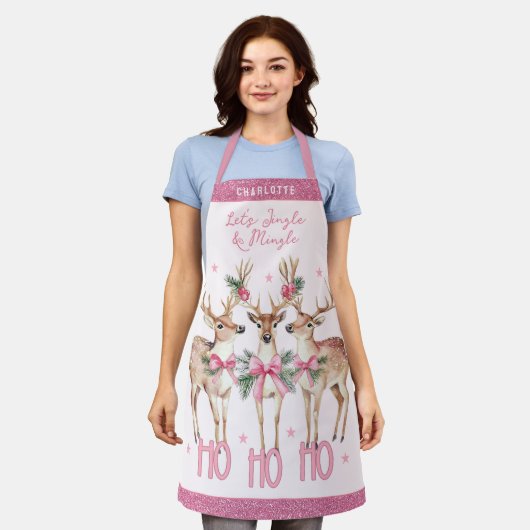 Weihnachts-Rentier Jingle & Mingle Personalisiert Schürze (Getragen)