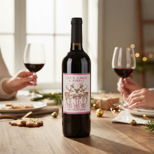 Weihnachts-Rentier Jingle & Mingle Personalisiert Weinetikett