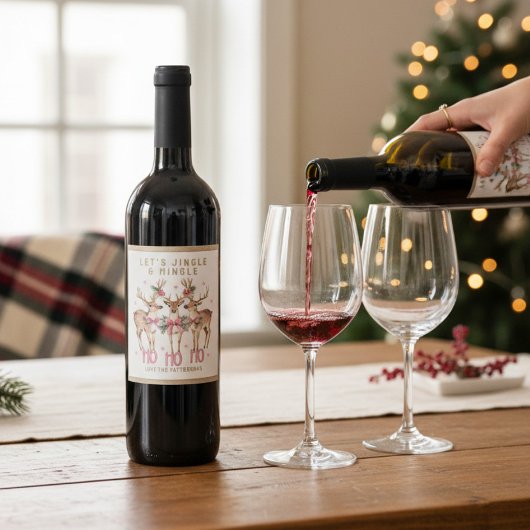 Weihnachts-Rentier Jingle & Mingle Personalisiert Weinetikett