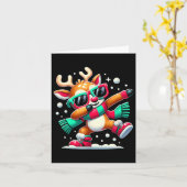 Weihnachts-Rentier-Jungen Dabbing Rentier Santa Xm Karte (Gelbe Blume)