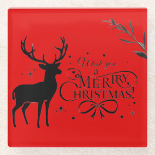 Weihnachts-Rentier Kunst, Dichtung und Musik Glasuntersetzer