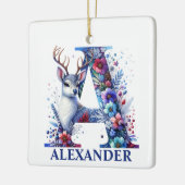 Weihnachts-Rentier-Letter-A-Monogramm-Individuelle Keramikornament (Links)