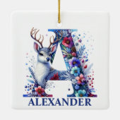Weihnachts-Rentier-Letter-A-Monogramm-Individuelle Keramikornament (Rückseite)