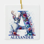 Weihnachts-Rentier-Letter-A-Monogramm-Individuelle Keramikornament (Vorderseite)