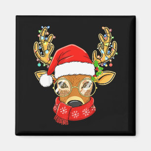 Weihnachts-Rentier-Lichter Gles Santa-Hut Hirsch X Magnet