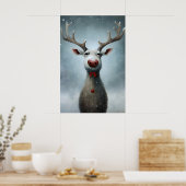 Weihnachts-Rentier-Malerei, Rustikale Winterwand Poster (Küche)