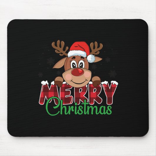 Weihnachts-Rentier Männer Frauen Familienmatte Rei Mousepad (Vorne)