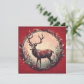 Weihnachts-Rentier mit Holiday Wreath Feiertagskarte (Stehend Vorderseite)