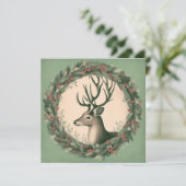 Weihnachts-Rentier mit Holiday Wreath Feiertagskarte (Stehend Vorderseite)