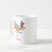 Weihnachts-Rentier-Niedlich-Gesicht Kaffeetasse (Vorderseite Links)