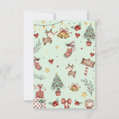 Weihnachts-Rentier-Party Dankeskarte (Rückseite)