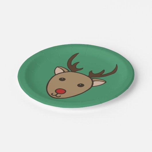Weihnachts-Rentier-Party-Papier-Teller Pappteller (Schrägansicht)