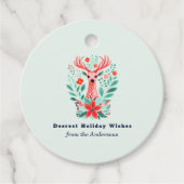 Weihnachts-Rentier Pink Blumenstrauß Botanischer U Geschenkanhänger (Vorderseite)