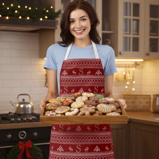 Weihnachts-Rentier-Pullovermuster rotes Schürze