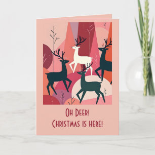 Weihnachts-Rentier Rosa Kitsch Mittelalter Retro Karte