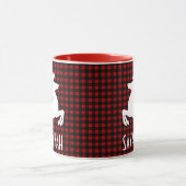 Weihnachts-Rentier Rot und Schwarz Karierter Indiv Tasse (Zentrum)