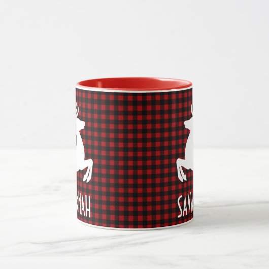 Weihnachts-Rentier Rot und Schwarz Karierter Indiv Tasse (Zentrum)