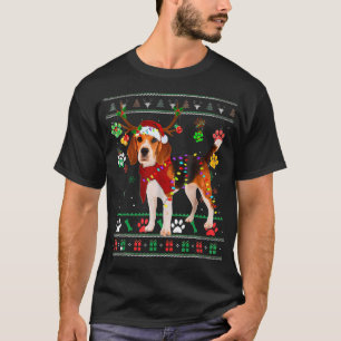 Weihnachts-Rentier-Santa-Hut Beagle-Hund hässliche T-Shirt