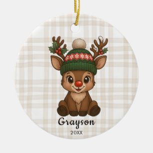 Weihnachts-Rentier-Schmuck Keramik Ornament